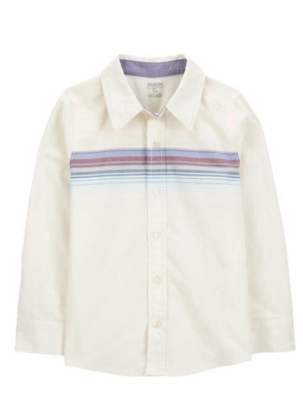 OshKosh B'gosh Cream Button-Down Shirt with Multi-Color Chest Stripe